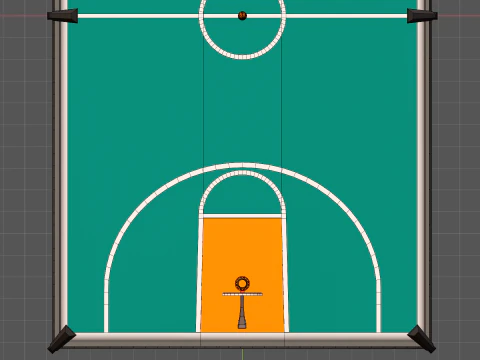 Basketball Court and 6 balls 3D Model