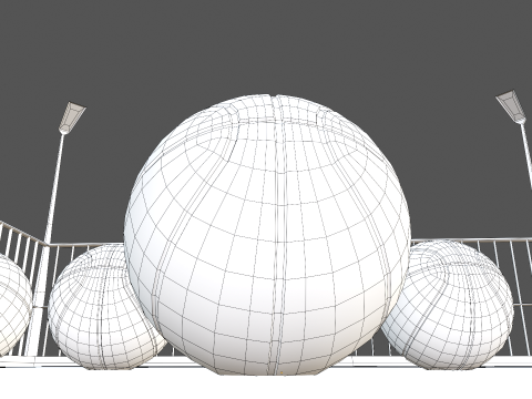 Basketball Court and 6 balls 3D Model