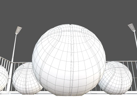 Basketball Court and 6 balls 3D Model