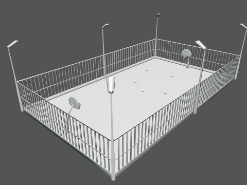 Basketball Court and 6 balls 3D Model