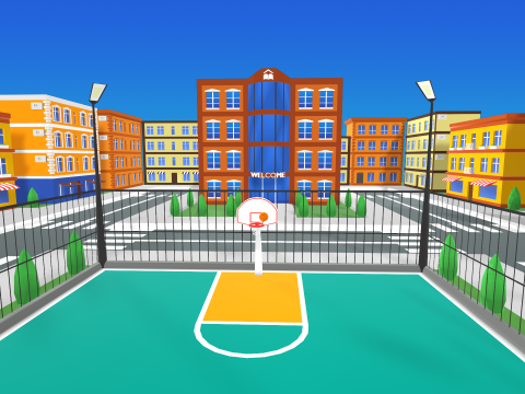 Basketball Court in Urban City 3D Модель