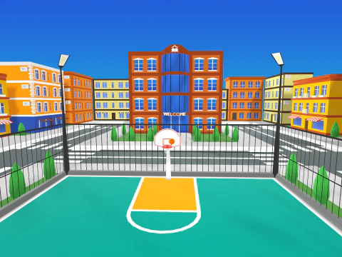 Basketball Court in Urban City 3D Model