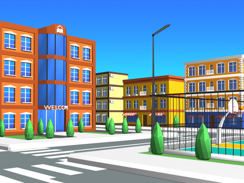 Basketball Court in Urban City 3D Модель