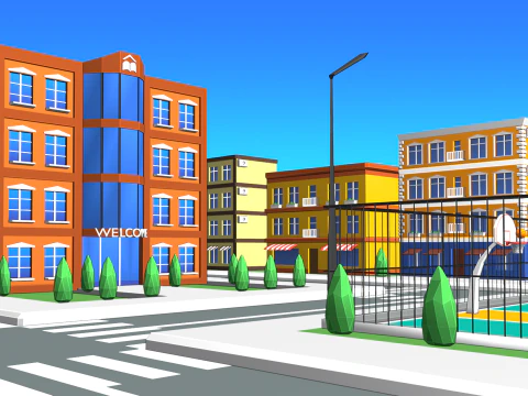Basketball Court in Urban City 3D Model