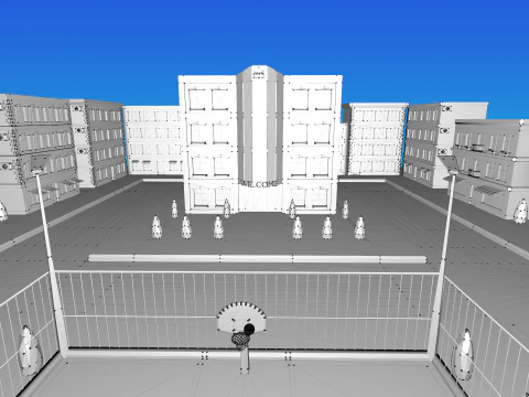Basketball Court in Urban City 3D Model