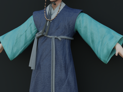 Korean hanbok men with character Low-poly 3D Модель