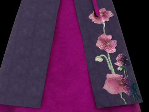 Traditional Korean Hanbok with Character Low-poly 3D 模型