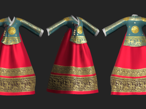 Korean Traditional Royal QUEEN Hanbok with Low-poly 3D मॉडल