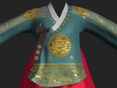 Korean Traditional Royal QUEEN Hanbok with Low-poly 3D Model