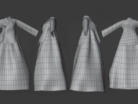 Korean Traditional Royal QUEEN Hanbok with Low-poly 3D Model