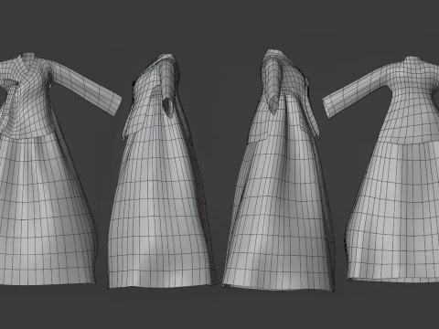 Korean Traditional Royal QUEEN Hanbok with Low-poly 3D Model