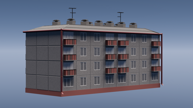 Ussr house Model 3D .c4d .max .obj .3ds .fbx .stl .blend 