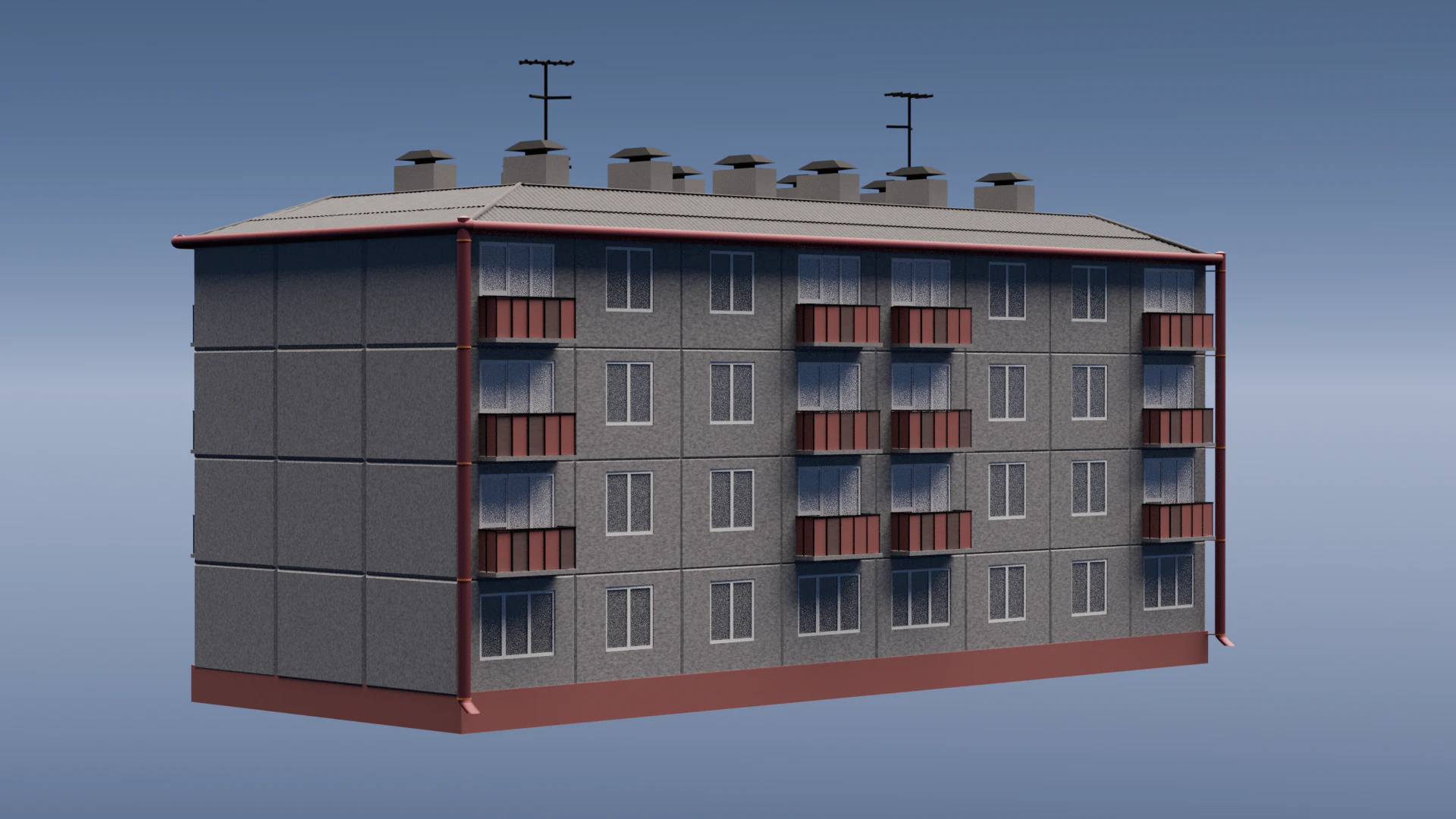 Ussr house 3D Model .c4d .max .obj .3ds .fbx .stl .blend 