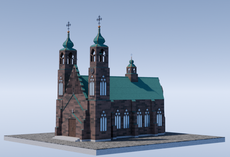 Gothic church 3D 모델 .c4d .max .obj .3ds .fbx .stl .blend 