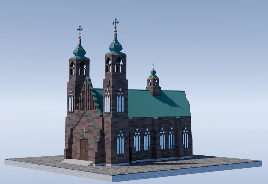 Gothic church 3D Model .c4d .max .obj .3ds .fbx .stl .blend
