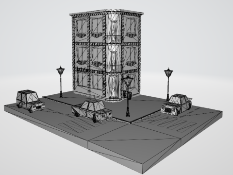 Cartoon usa house car Modello 3D