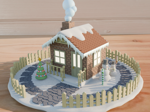 Christmas scene with detailsGingerbread man Christmas tree snowman Christmas house snow path 3Dプリントモデル