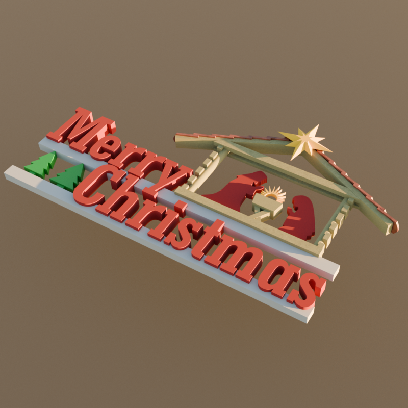 Merry Christmas 3Dプリントモデル .c4d .max .obj .3ds .fbx .stl .blend 