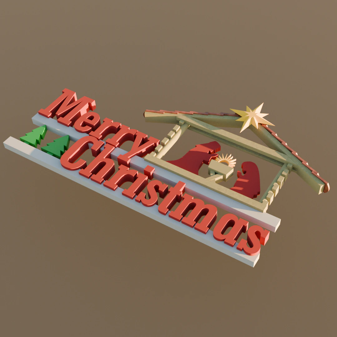 Merry Christmas 3D Print Model .c4d .max .obj .3ds .fbx .stl .blend 