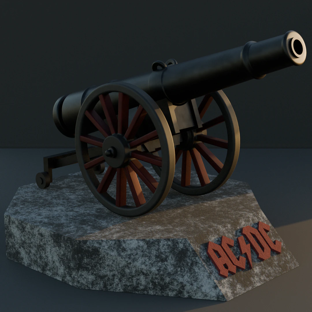 Cannon acdc 3D Print Model .c4d .max .obj .3ds .fbx .stl .blend 