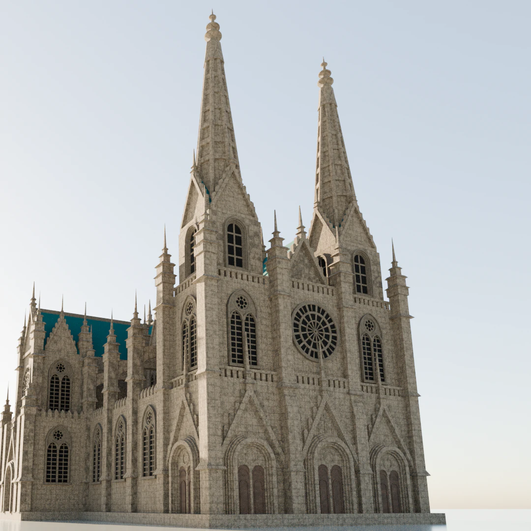 Gothic church 3D Print Model .c4d .max .obj .3ds .fbx .stl .blend 