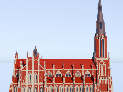 Gothic church in the town of Gerviaty 3D Print Model