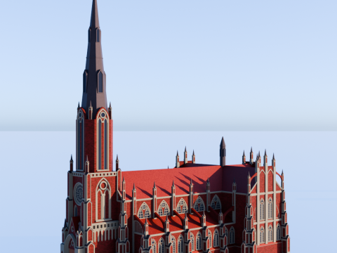 Gothic church in the town of Gerviaty 3D Print Model