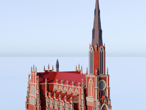Gothic church in the town of Gerviaty 3D Print Model