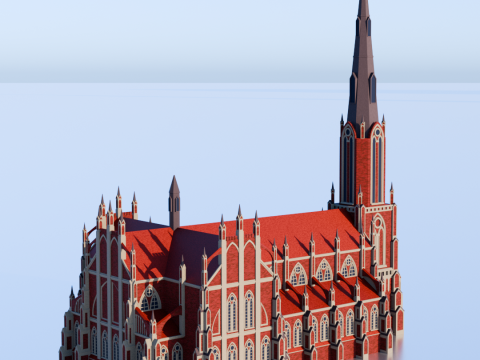 Gothic church in the town of Gerviaty 3D Print Model