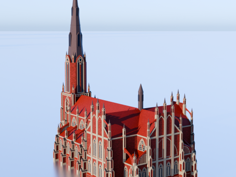 Gothic church in the town of Gerviaty 3D Print Model