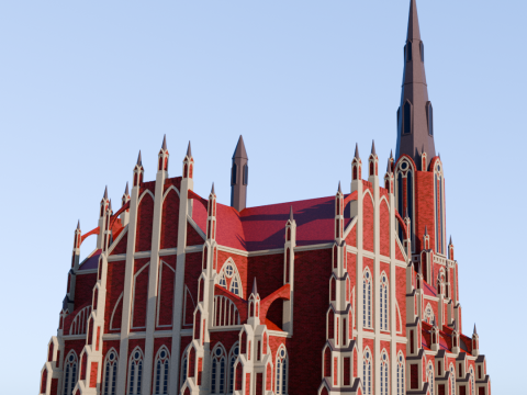 Gothic church in the town of Gerviaty 3D Print Model
