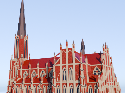 Gothic church in the town of Gerviaty 3D Print Model