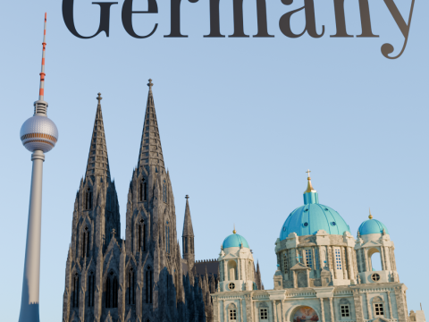 Sights in Germany Cologne Cathedral Berlin Cathedral Berlin Tower Modello di stampa 3D