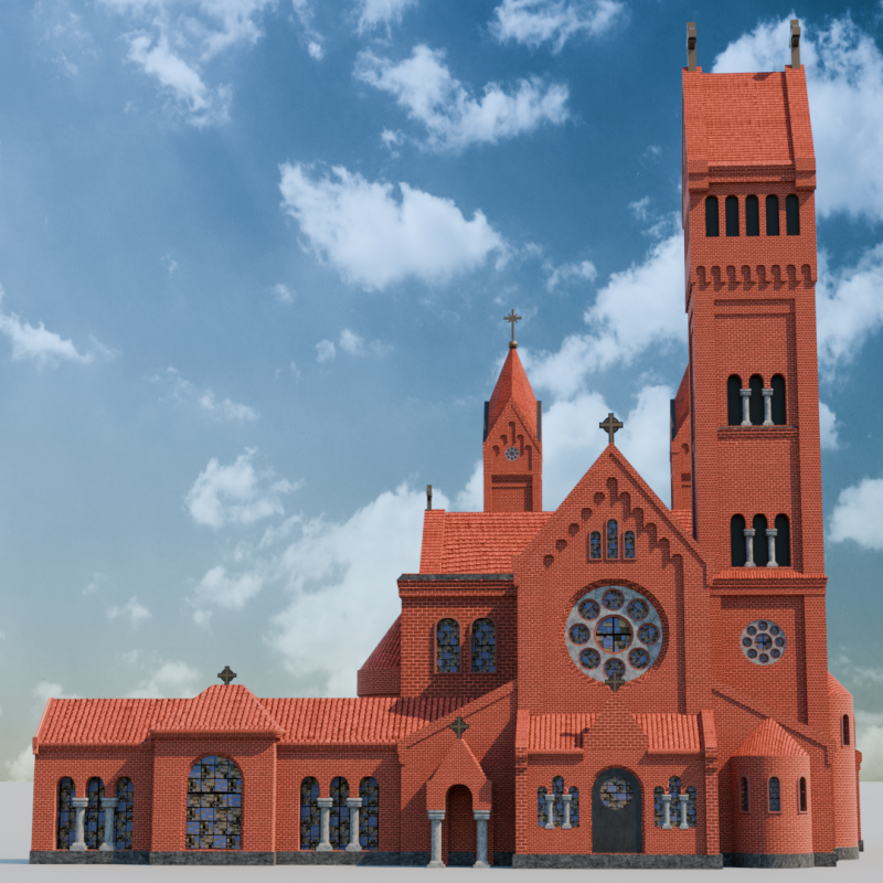St Semeon and St Helens Church in Minsk 3D 模型 .c4d .max .obj .3ds .fbx .stl .blend