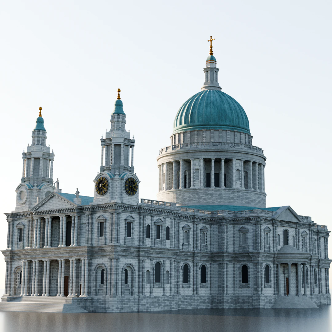 St Pauls Cathedral in London 3D Print Model .c4d .max .obj .3ds .fbx .stl .blend 