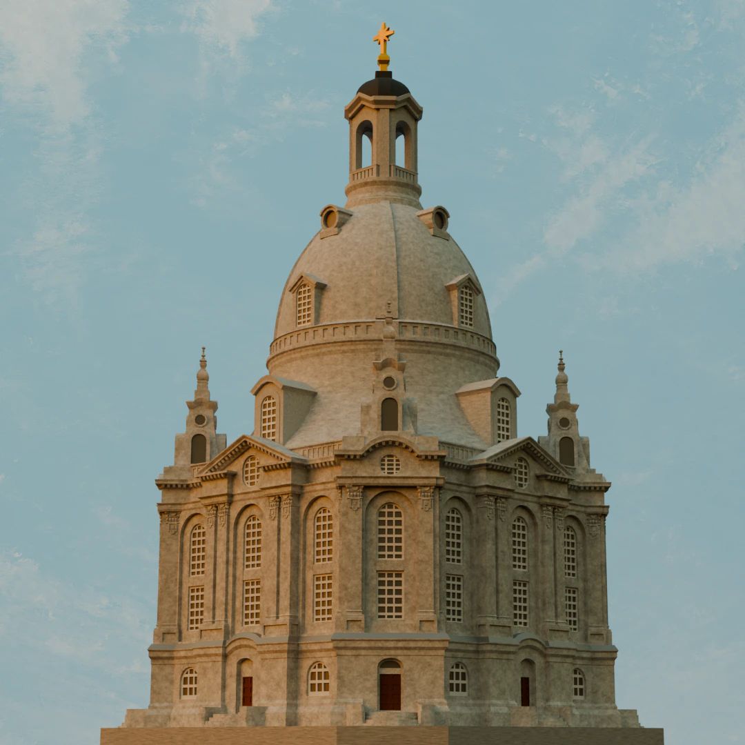 Frauenkirche in Dresden 3D Print Model .c4d .max .obj .3ds .fbx .stl .blend 