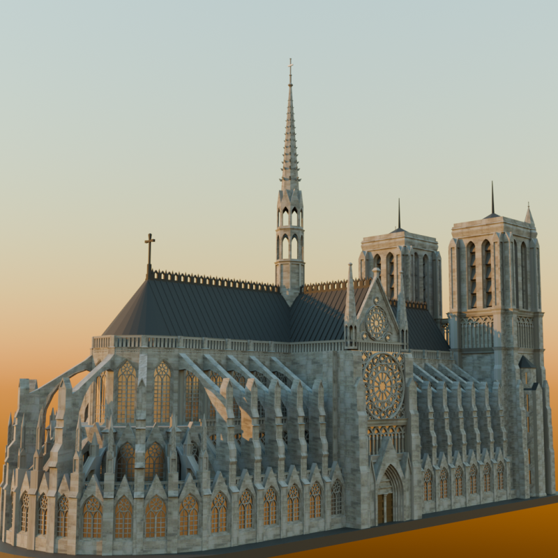 Notre Dame de Paris 3D Modell .c4d .max .obj .3ds .fbx .stl .blend