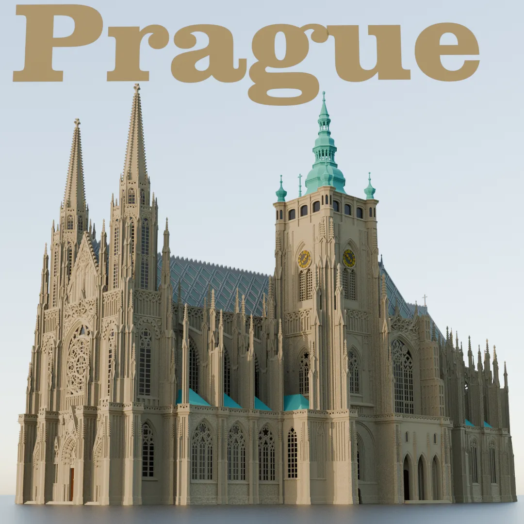 St Vitus Cathedral in Prague 3D Print Model .c4d .max .obj .3ds .fbx .stl .blend 