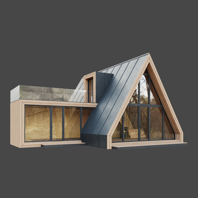A-frame house 3D 模型 .c4d .max .obj .3ds .fbx .stl .blend 