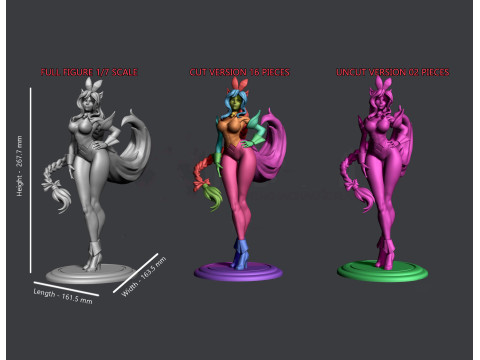 Ahri Bunny Anime Figures Ready to Print 3Dプリントモデル