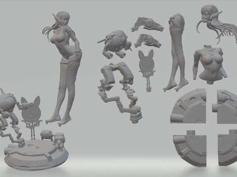 DVa Overwatch Figures STL Ready to Print 3D प्रिंट मॉडल