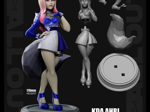KDA All Out Ahri from League of Legends 3D Figurine Ready to Print Model Cetak 3D