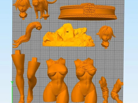 Sexy Yoruichi Shihoin with Cat Statue 3D Print Model 3D Print Model