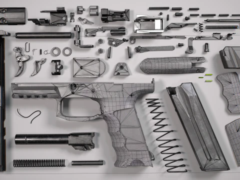 Pistola Heckler Koch VP9 low-poly Low-poly Modello 3D