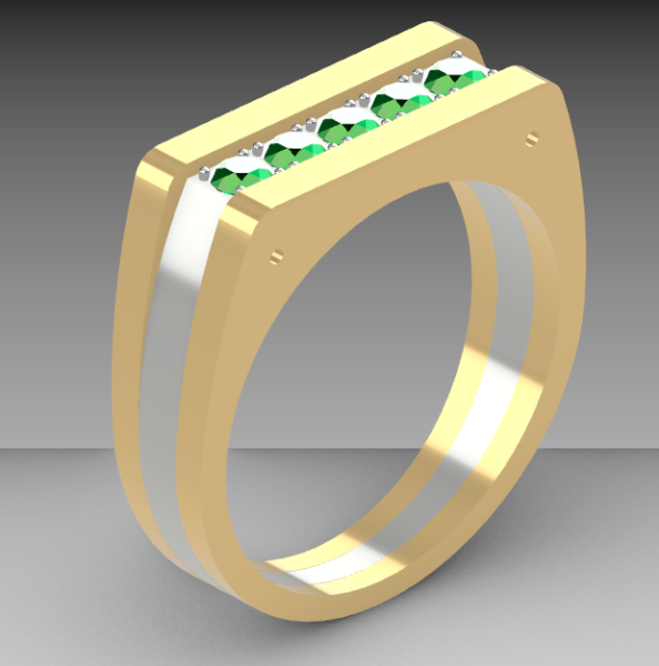 Mens signet ring with 3mm stones 3D Принт Модель .c4d .max .obj .3ds .fbx .stl .blend
