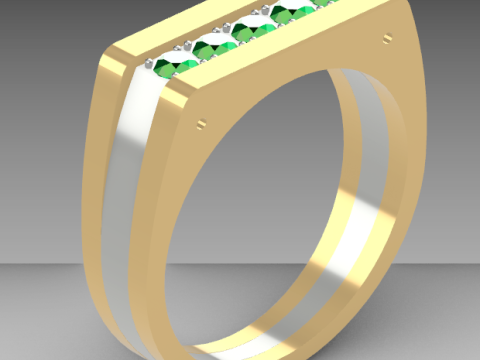 Mens signet ring with 3mm stones 3D Baskı Modeli
