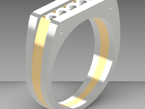 Mens signet ring with 3mm stones 3D Print Model