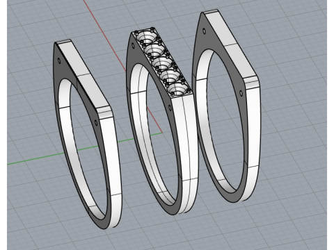 Mens signet ring with 3mm stones 3D Print Model