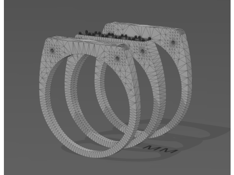 Mens signet ring with 3mm stones 3D Print Model