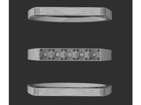 Mens signet ring with 3mm stones 3D Print Model